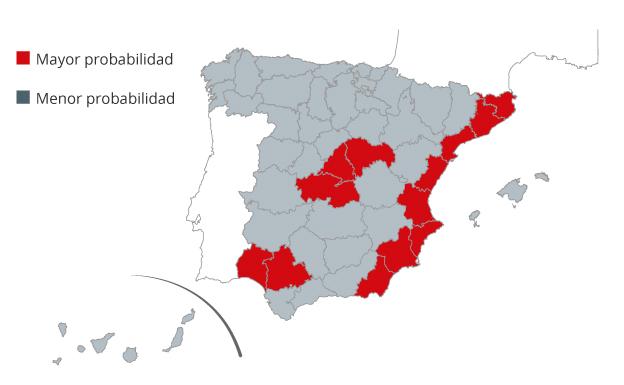 Probabilidad de robos en hogares por provincias./R.C.