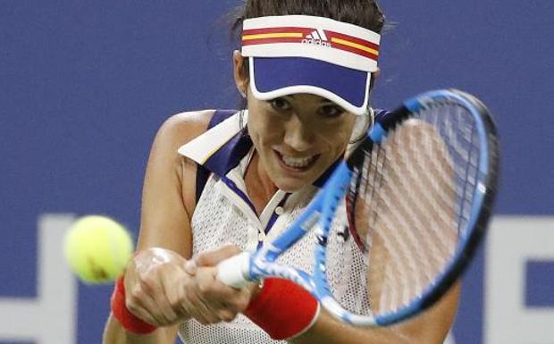 Garbiñe Muguruza, durante el partido.