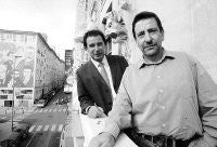 Gabriel Herrería, en primer plano, y Francisco Rodríguez Argüeso, ayer, en Tantín. / CELEDONIO/