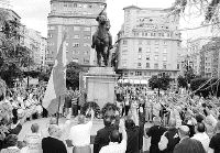 Un aspecto de la concentración de ayer. SANE/