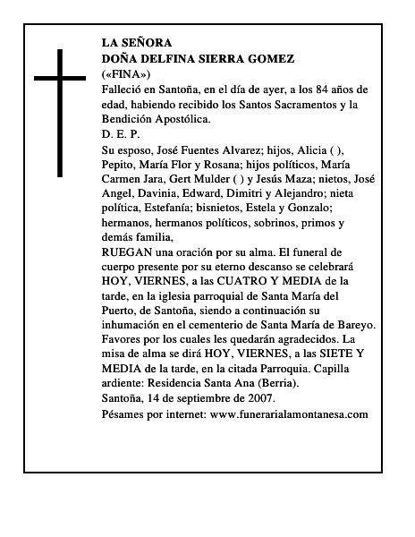 DOÑA DELFINA SIERRA GOMEZ
