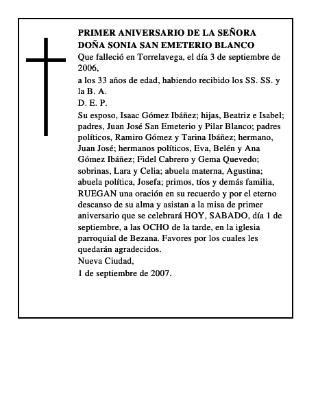 DOÑA SONIA SAN EMETERIO BLANCO