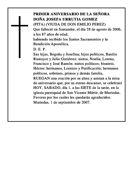 DOÑA JOSEFA URRUTIA GOMEZ