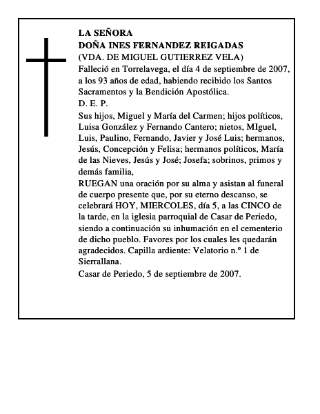 DOÑA INES FERNANDEZ REIGADAS