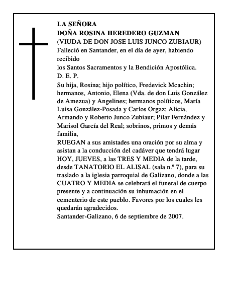 DOÑA ROSINA HEREDERO GUZMAN