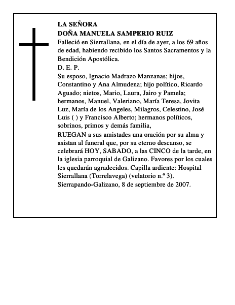 DOÑA MANUELA SAMPERIO RUIZ