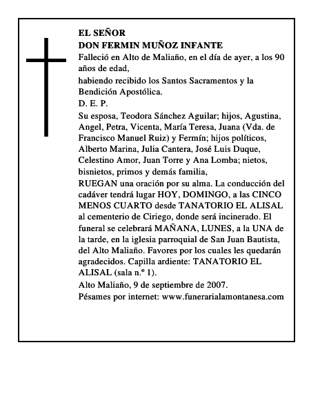 DON FERMIN MUÑOZ INFANTE