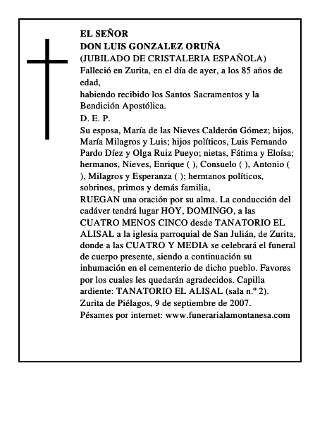 DON LUIS GONZALEZ ORUÑA