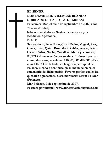 DON DEMETRIO VILLEGAS BLANCO