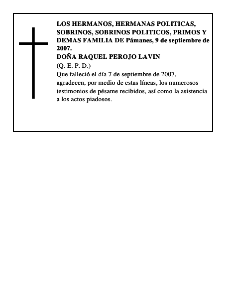 DOÑA RAQUEL PEROJO LAVIN