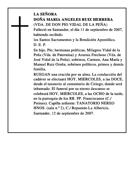 DOÑA MARIA ANGELES RUIZ HERRERA