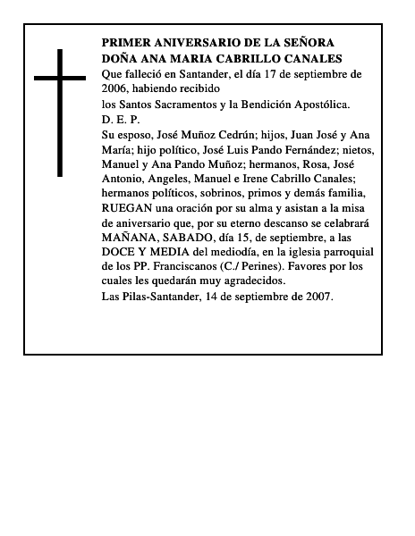 DOÑA ANA MARIA CABRILLO CANALES