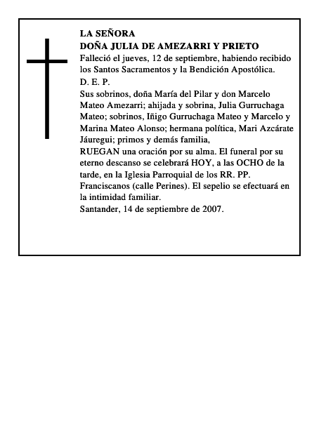 DOÑA JULIA DE AMEZARRI Y PRIETO