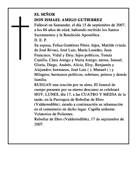 DON ISMAEL AMIGO GUTIERREZ