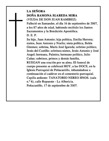DOÑA RAMONA IGAREDA MIRA