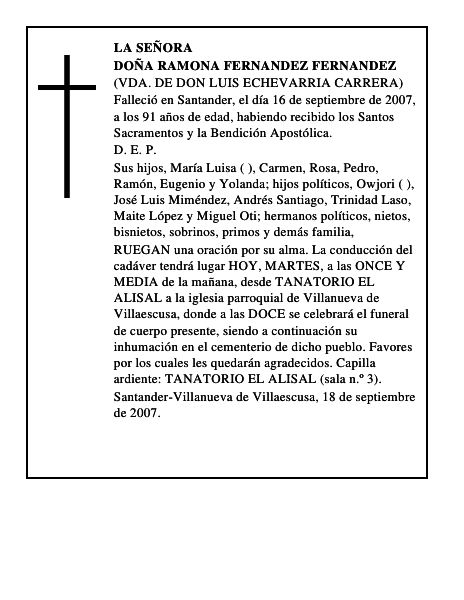 DOÑA RAMONA FERNANDEZ FERNANDEZ