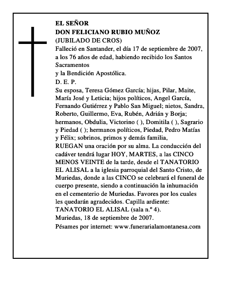 DON FELICIANO RUBIO MUÑOZ