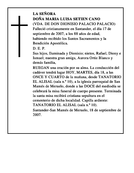 DOÑA MARIA LUISA SETIEN CANO