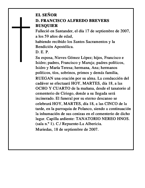 D. FRANCISCO ALFREDO BREVERS BUSQUIER