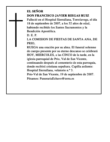 DON FRANCISCO JAVIER RIEGAS RUIZ