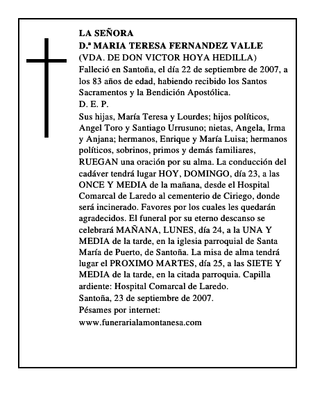 D.ª MARIA TERESA FERNANDEZ VALLE