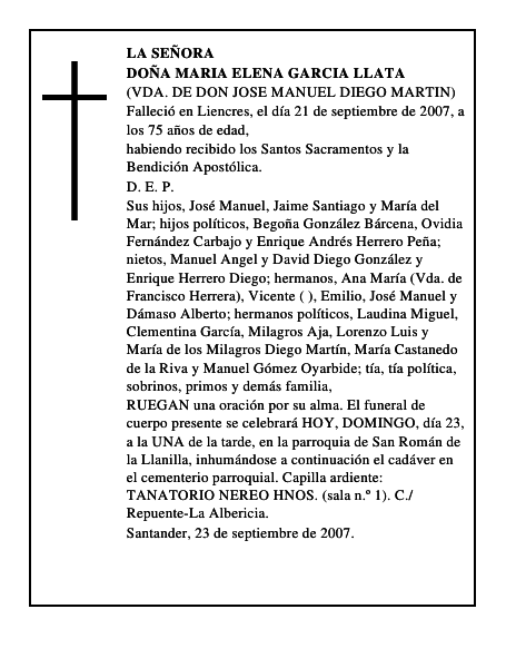 DOÑA MARIA ELENA GARCIA LLATA