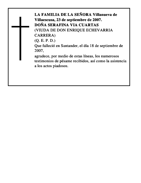 DOÑA SERAFINA VIA CUARTAS