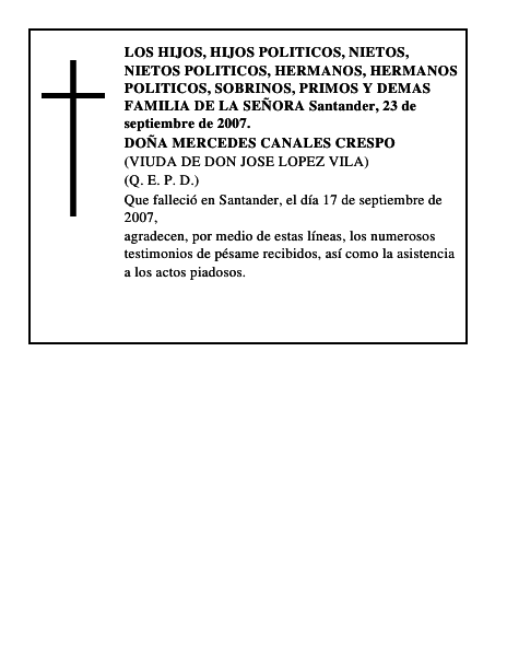 DOÑA MERCEDES CANALES CRESPO