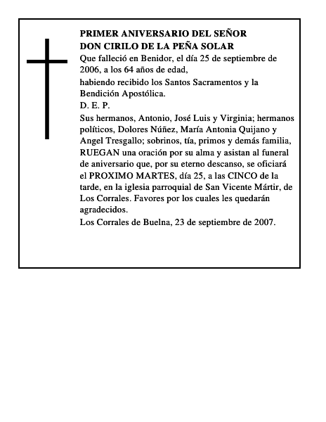 DON CIRILO DE LA PEÑA SOLAR