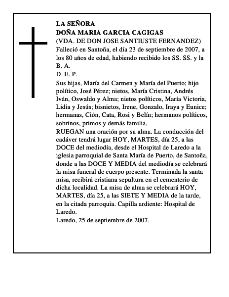 DOÑA MARIA GARCIA CAGIGAS