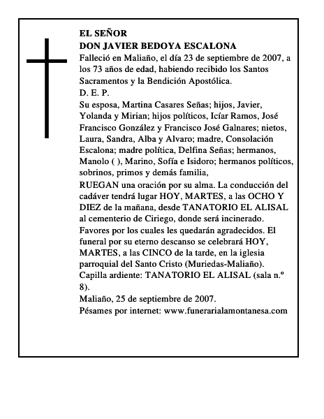 DON JAVIER BEDOYA ESCALONA