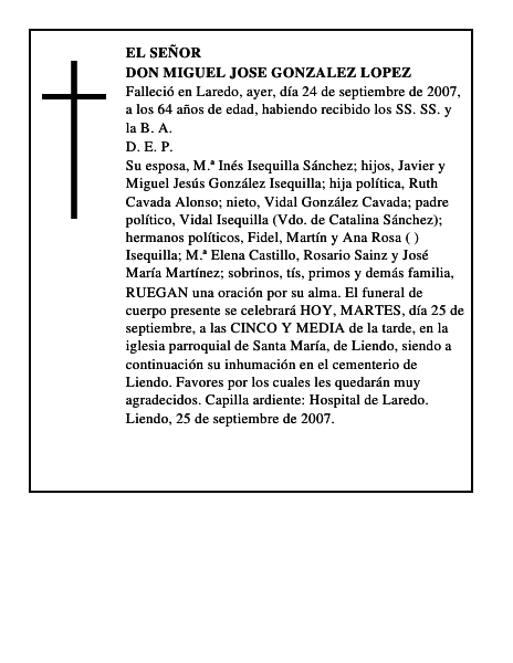 DON MIGUEL JOSE GONZALEZ LOPEZ
