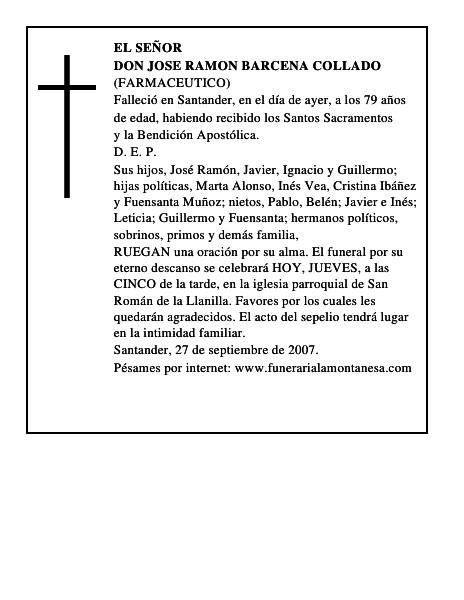 DON JOSE RAMON BARCENA COLLADO