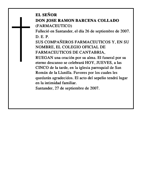 DON JOSE RAMON BARCENA COLLADO