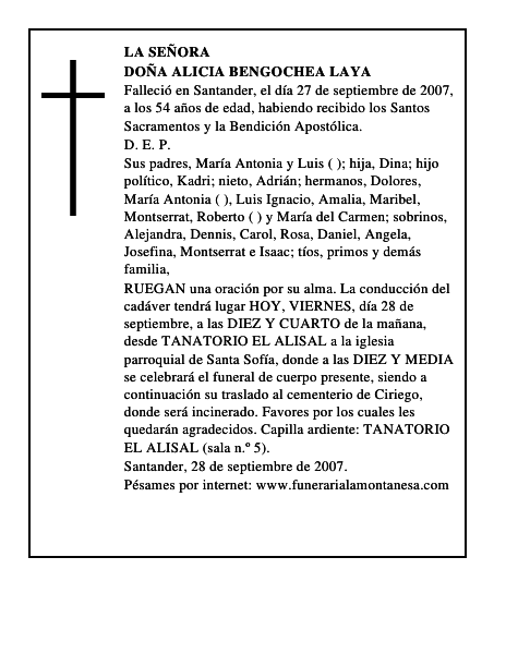 DOÑA ALICIA BENGOCHEA LAYA