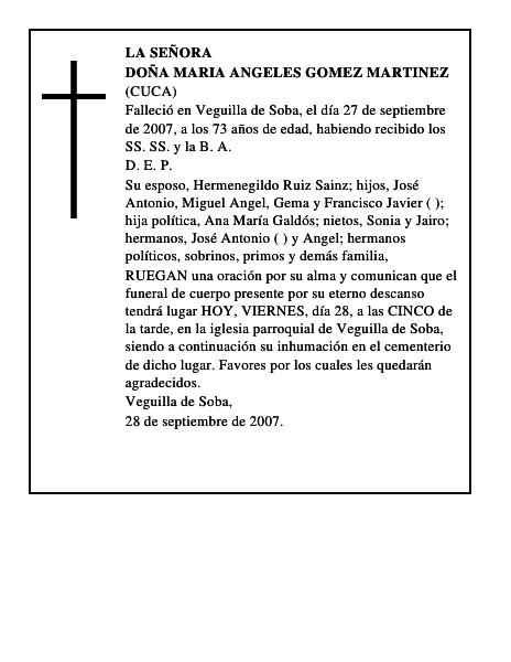 DOÑA MARIA ANGELES GOMEZ MARTINEZ