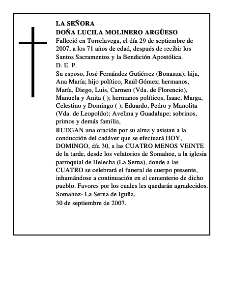 DOÑA LUCILA MOLINERO ARGÜESO