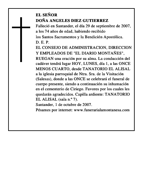 DOÑA ANGELES DIEZ GUTIERREZ