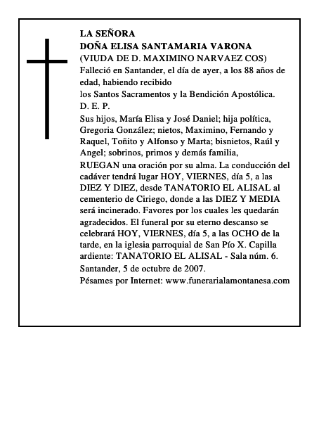 DOÑA ELISA SANTAMARIA VARONA