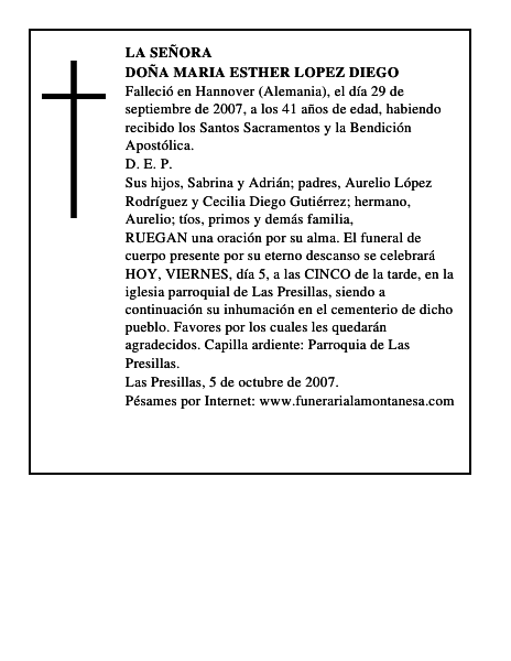 DOÑA MARIA ESTHER LOPEZ DIEGO