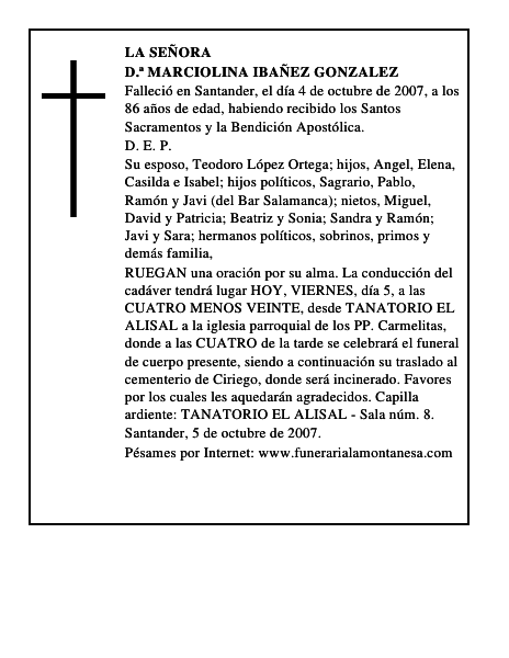 D.ª MARCIOLINA IBAÑEZ GONZALEZ