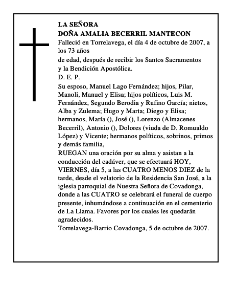 DOÑA AMALIA BECERRIL MANTECON