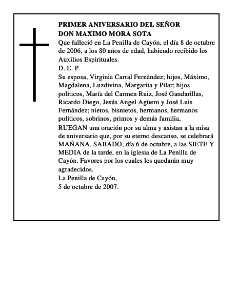 DON MAXIMO MORA SOTA