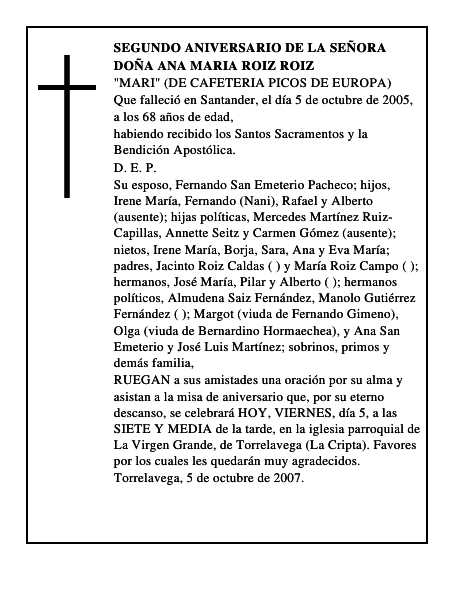 DOÑA ANA MARIA ROIZ ROIZ