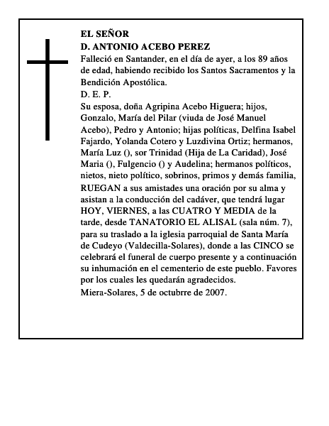 D. ANTONIO ACEBO PEREZ