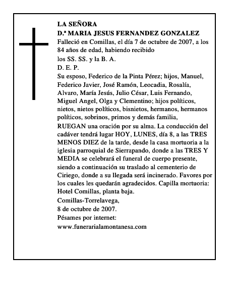 D.ª MARIA JESUS FERNANDEZ GONZALEZ