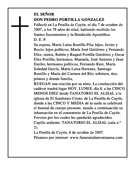 DON PEDRO PORTILLA GONZALEZ