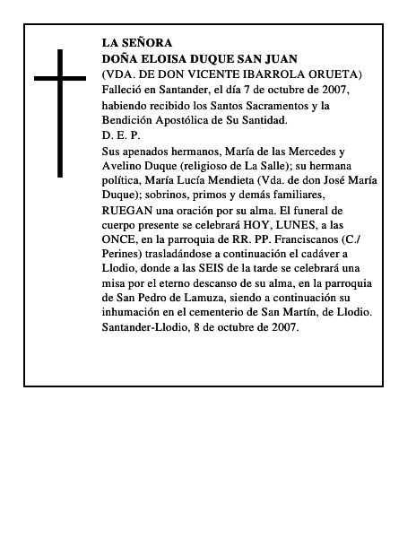 DOÑA ELOISA DUQUE SAN JUAN