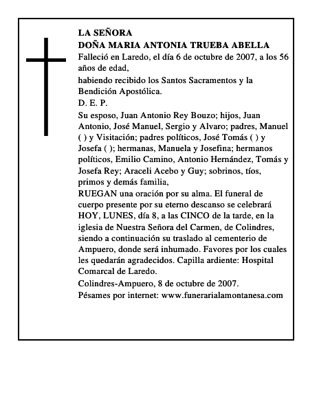 DOÑA MARIA ANTONIA TRUEBA ABELLA