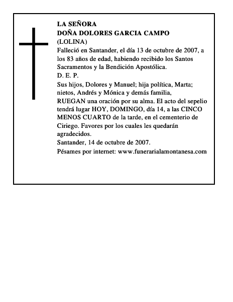 DOÑA DOLORES GARCIA CAMPO